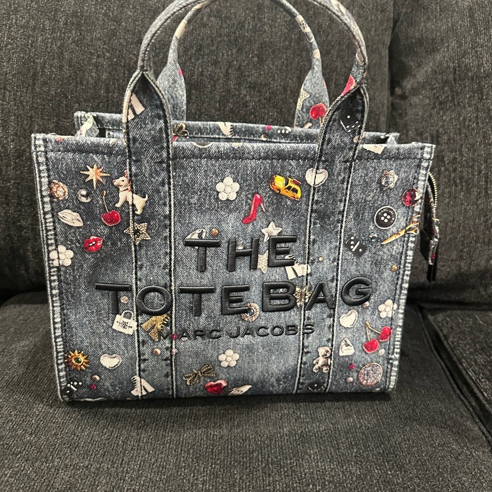 Marc Jacobs Blue Denim Tote with Fun Embellishments